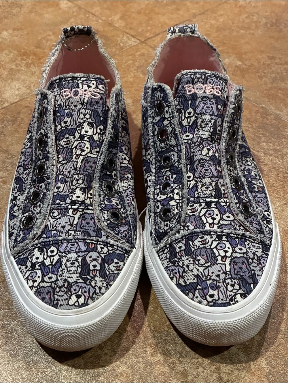 BOBS from Skechers Navy & Lavender Slip-On Shoes with Dog Print
